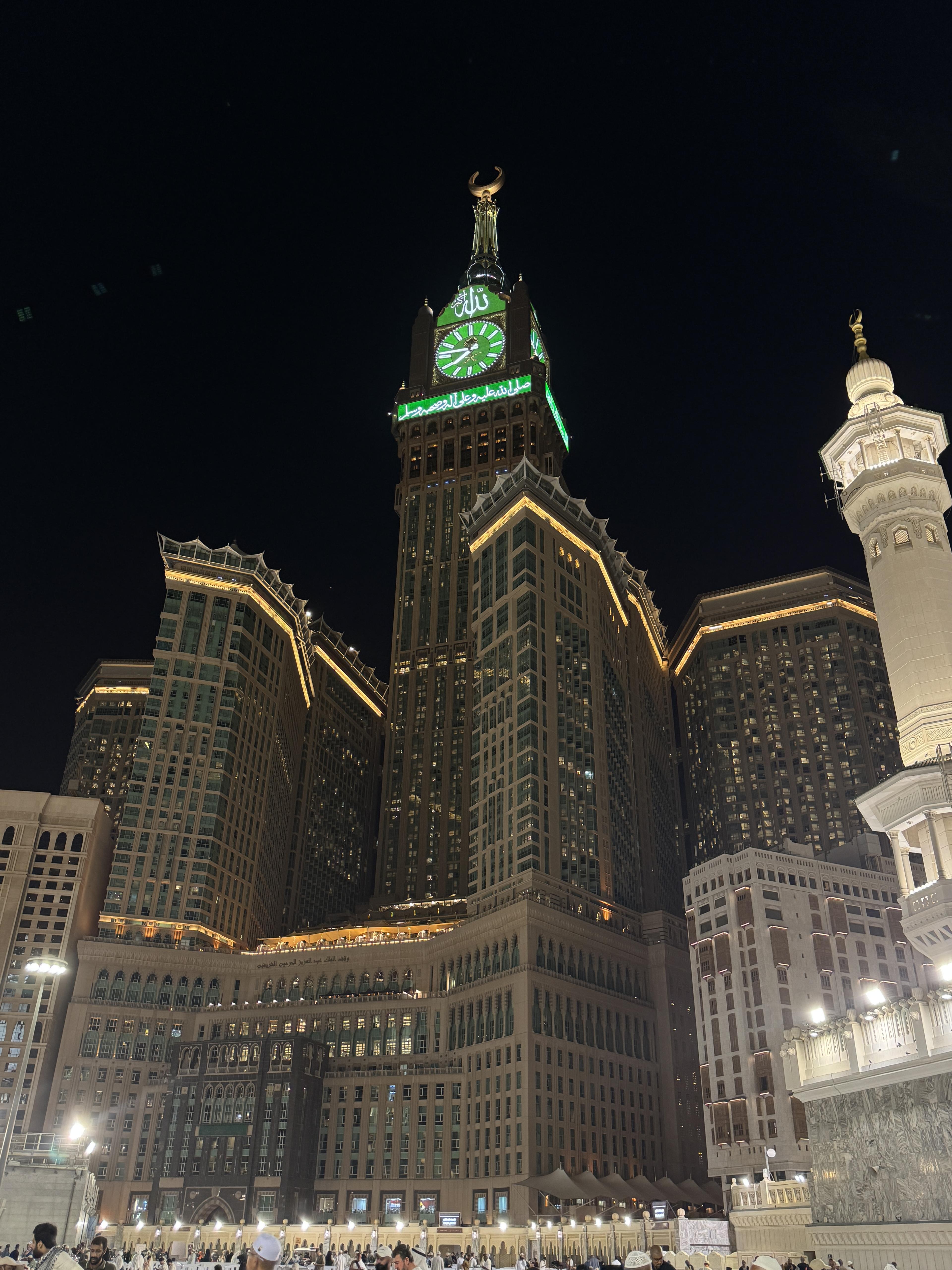 Clock Tower in Makkah at dusk